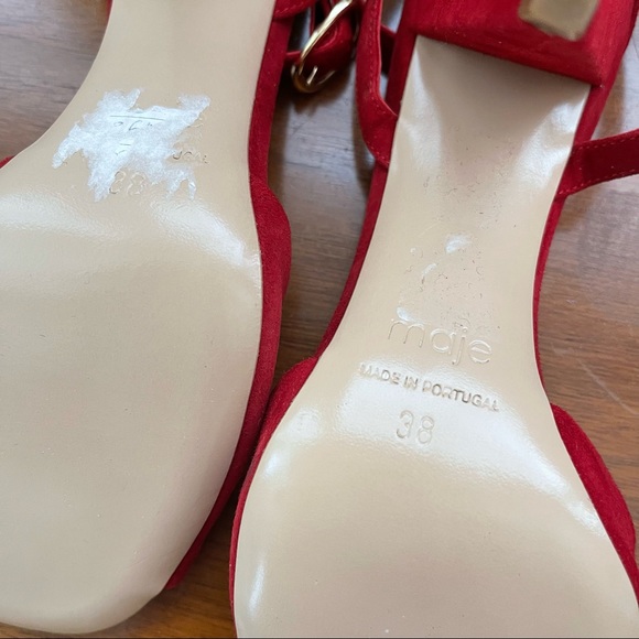 ‼️SALE‼️ Maje Fairy Twisted Red Suede High Heel Sandals - Picture 10 of 10